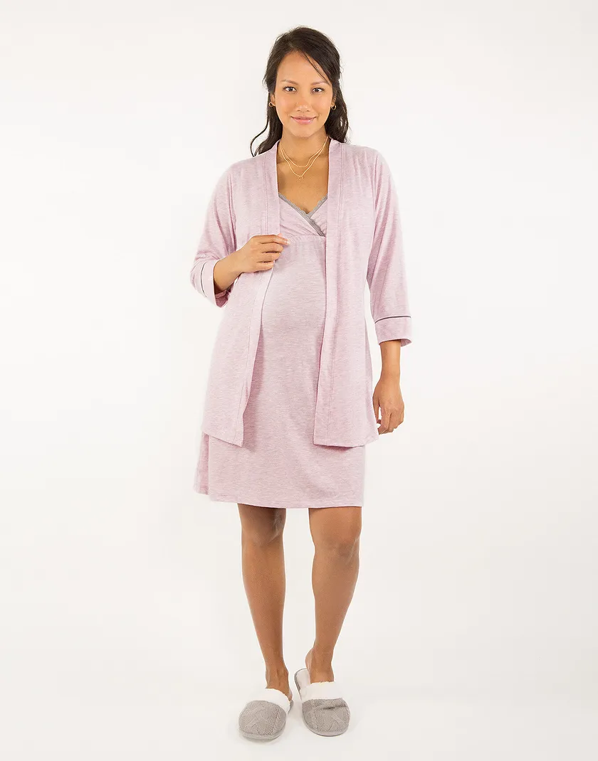 Lounge Chic Nightie & Robe Set Pink 2 sleepwear bundle Model 1