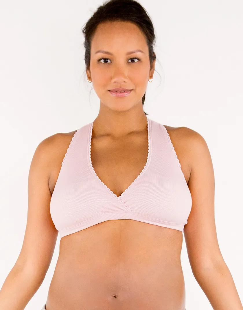 Luxe Sleep Bra Medium Pink Lined bra bundle Model 1