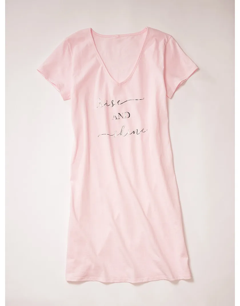 Rise and Shine Sleepshirt Light Pink sleepwear bundle Model 1
