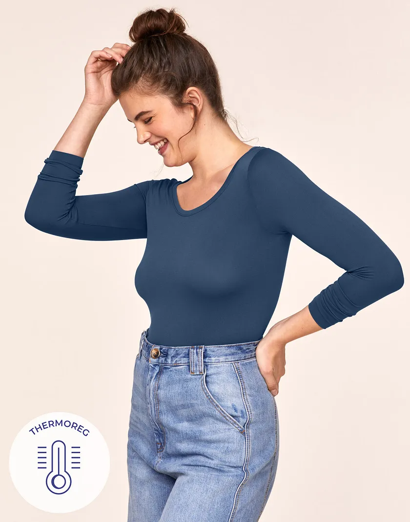The Long Sleeve Tee Dark Blue tops bundle Model 6