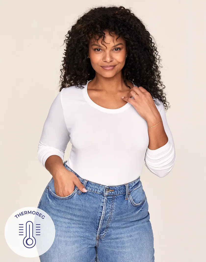 The Long Sleeve Tee White Plus tops bundle Model 1