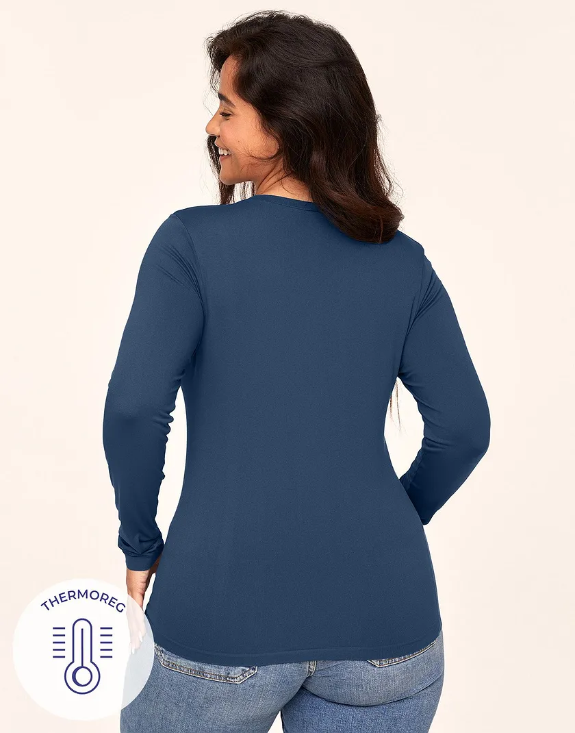 The Long Sleeve Tee Dark Blue Plus tops bundle Model 5
