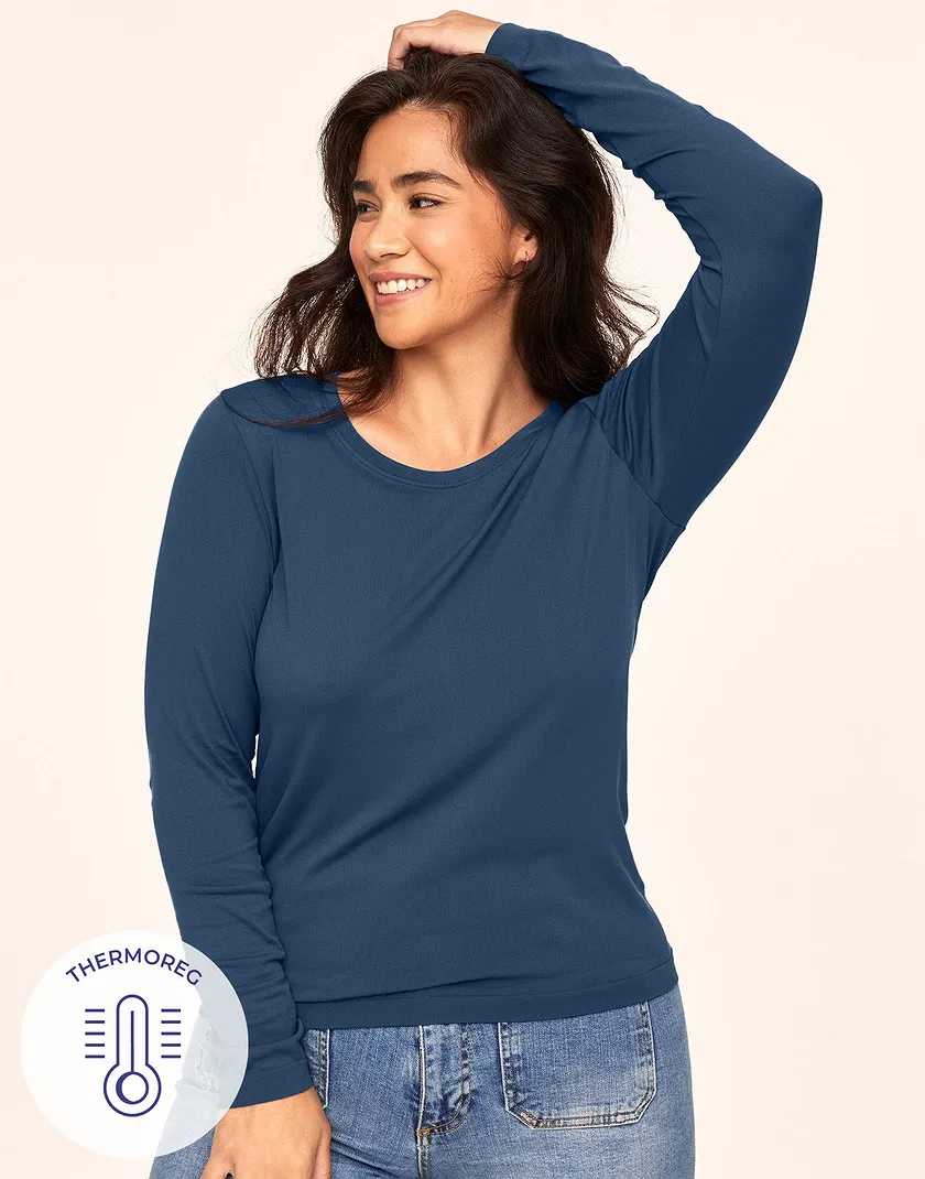 The Long Sleeve Tee Dark Blue Plus tops bundle Model 2