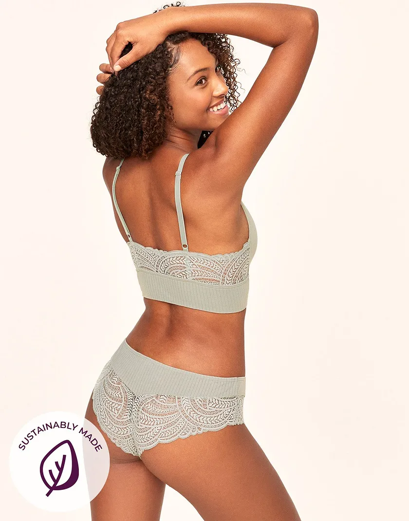 Floretta Medium Green Unlined bra and panty bundle Model 3
