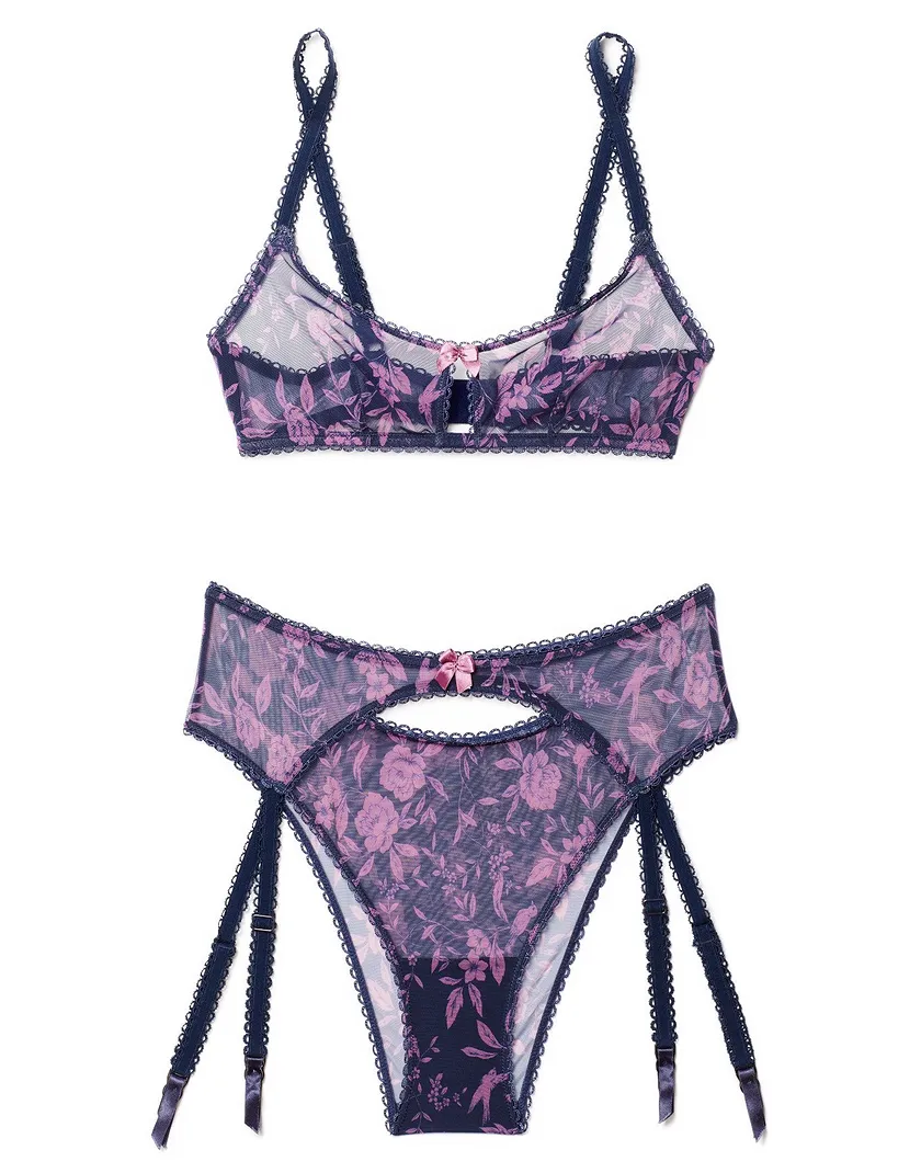 Gabby Floral Blue 2 Unlined bra bundle Still 2