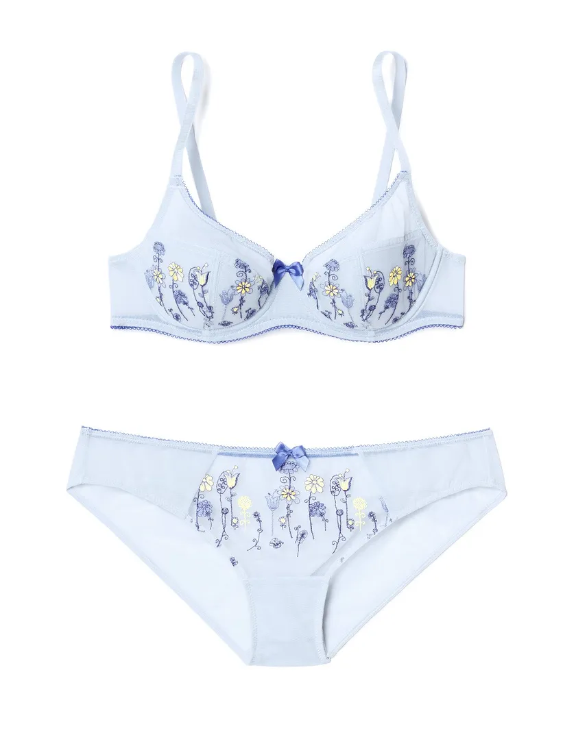 Elie Light Blue 3 Lightly Lined bra bundle Still 2