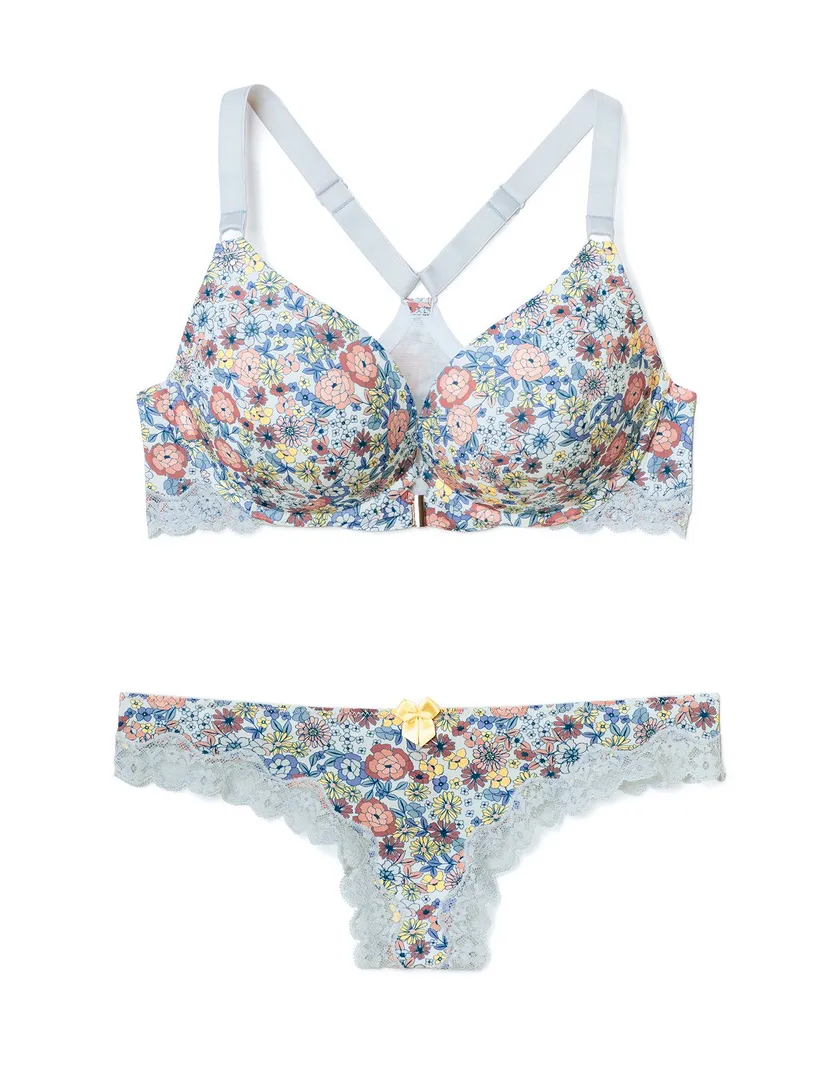 Alexis Floral White Plus Lightly Lined bra and panty bundle Still 2