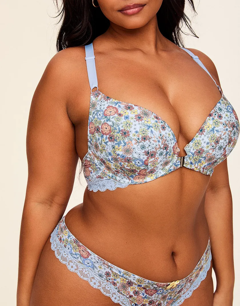 Alexis Floral White Plus Lightly Lined bra and panty bundle Model 3