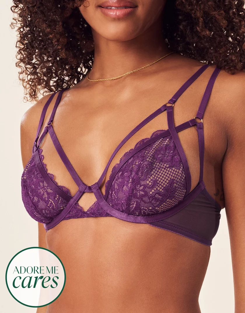 Vianna Dark Purple Unlined bra and panty bundle Model 1