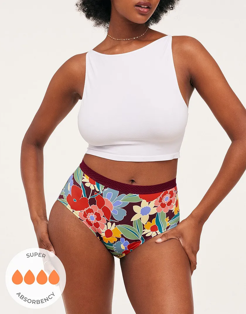 Jess High Waisted Floral Red panty bundle Model 4