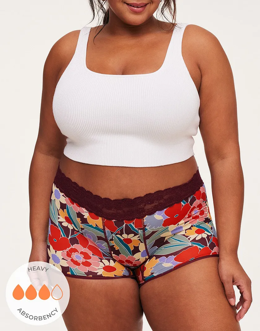 Emily Shortie Floral Red Plus panty bundle Model 5