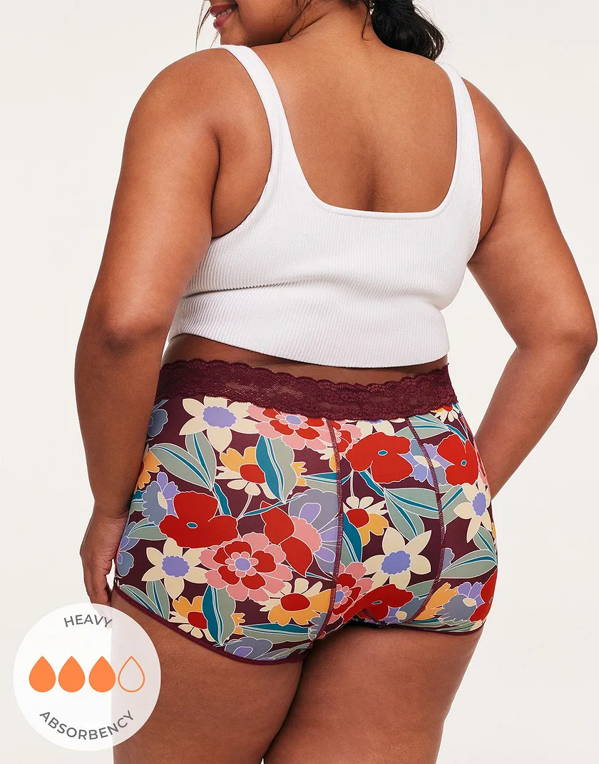 Emily Shortie Floral Red Plus panty bundle Model 2