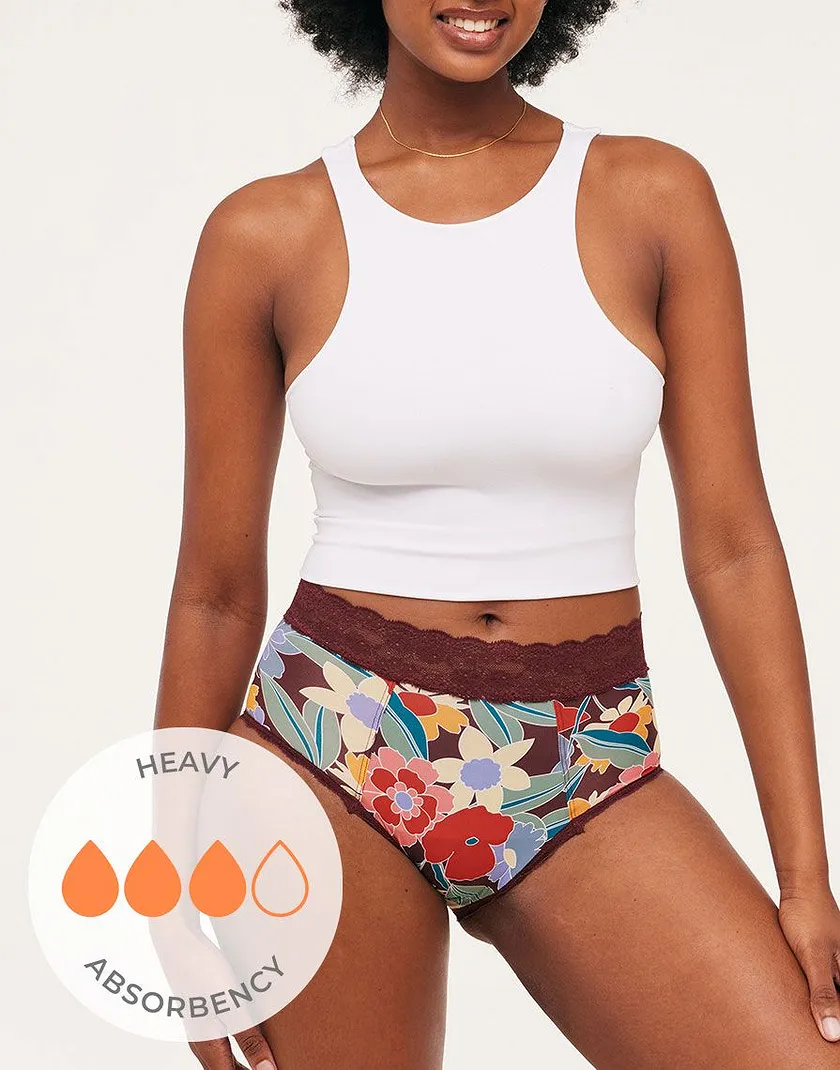 Amelia High Waisted Floral Red panty bundle Model 4
