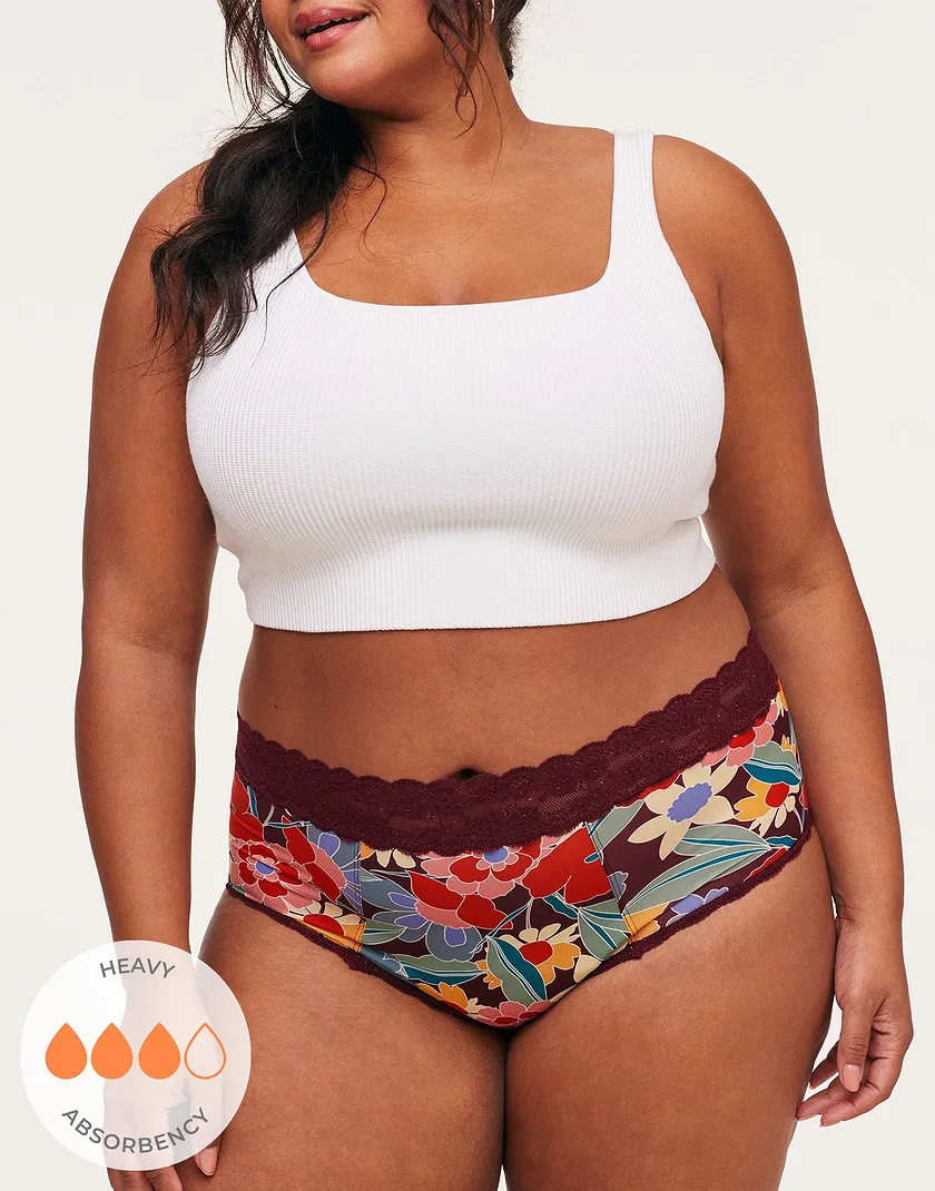 Amelia High Waisted Floral Red Plus panty bundle Model 5
