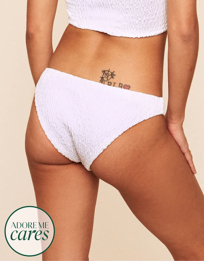 Hallie Smocking V Bottom White swimwear bundle Model 1