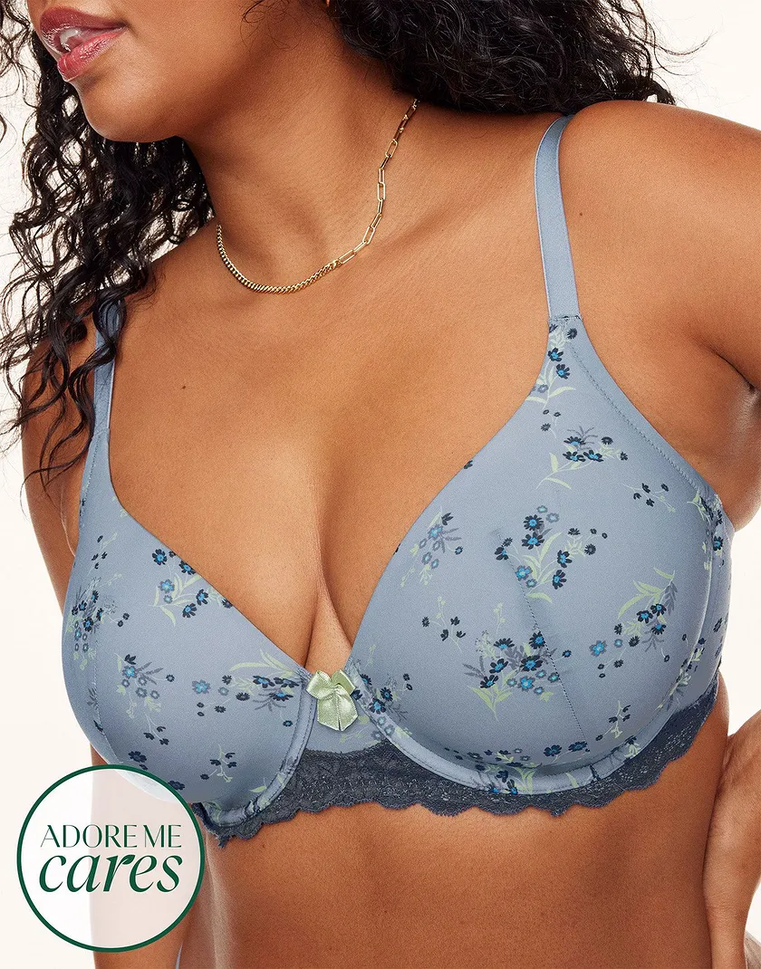 Nare Floral Blue 7 Plus Contour bra and panty bundle Model 1
