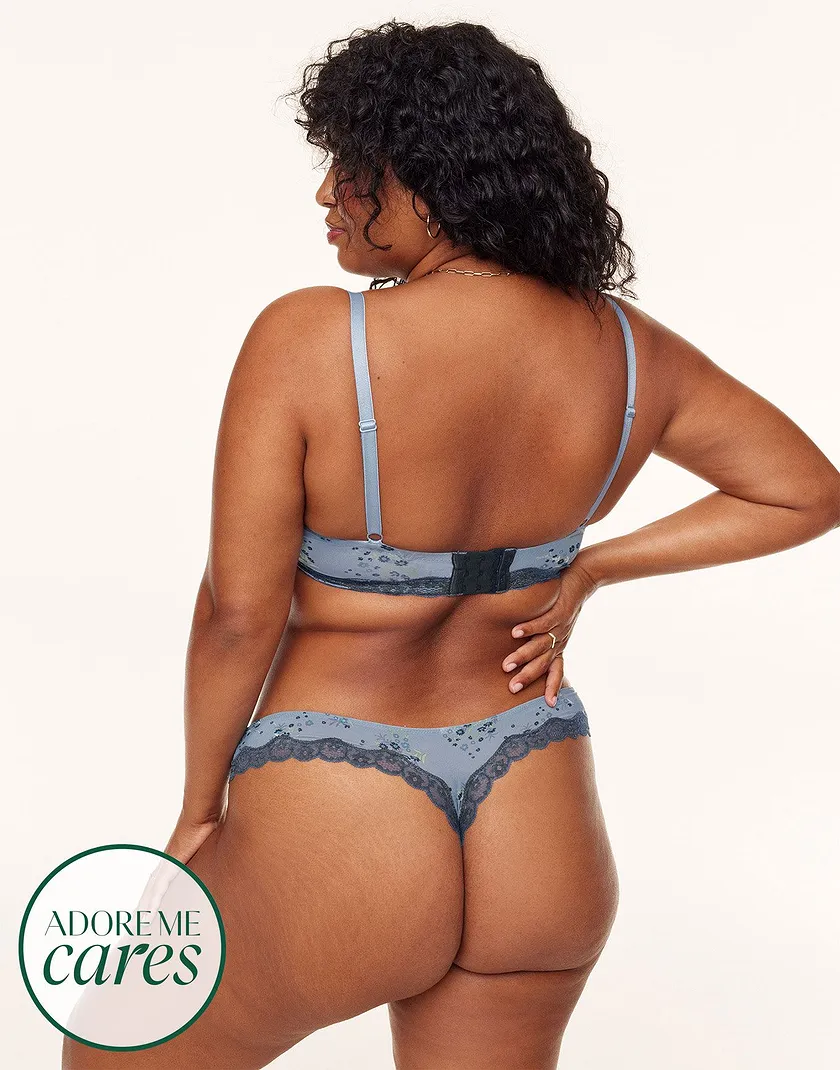 Nare Floral Blue 7 Plus Contour bra and panty bundle Model 3