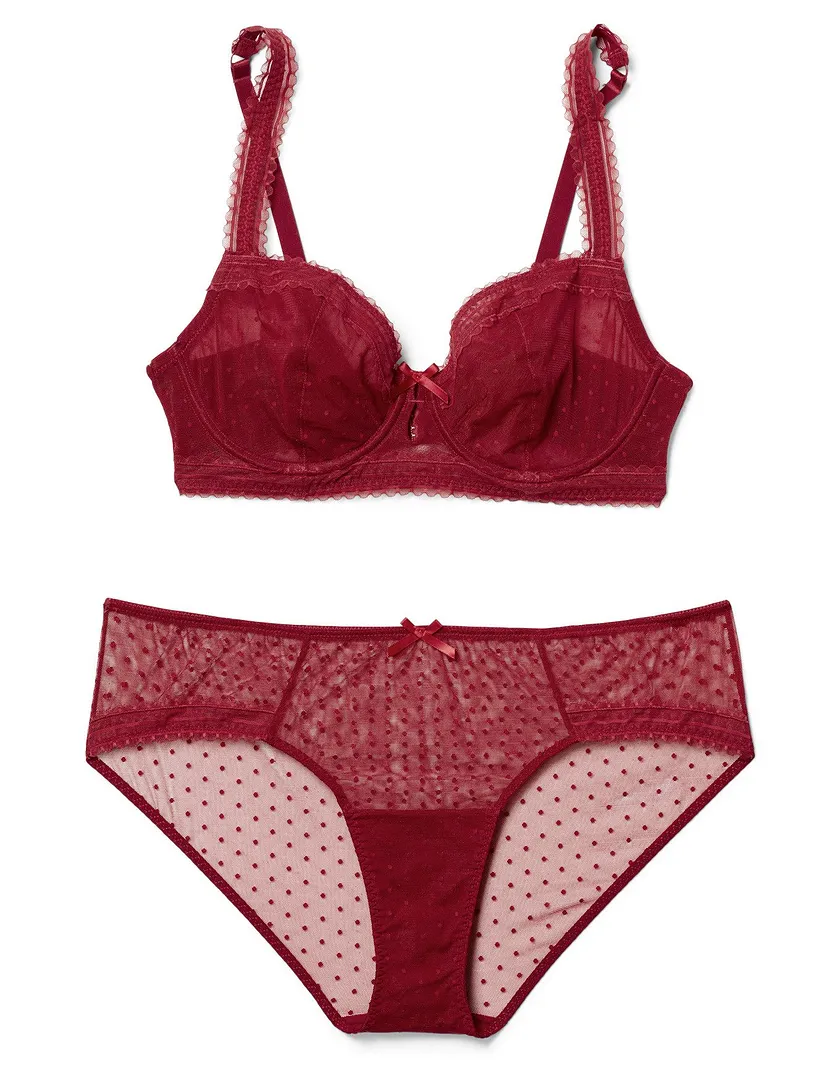 Cassandra Dark Red 2 Unlined bra bundle Still 3