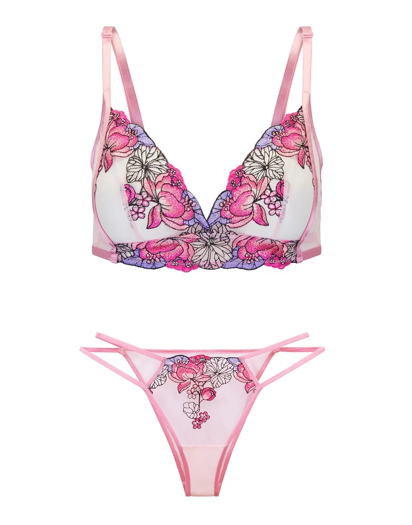 Emilie Floral Pink 2 Unlined bra bundle Still 4