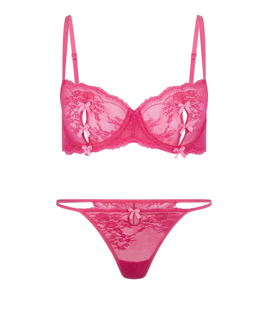 Margeaux Dark Pink Plus Unlined bra and panty and lingerie bundle Still 3