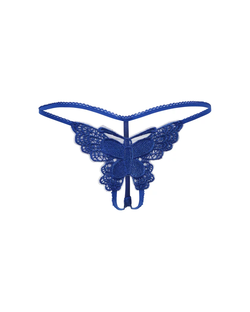 Mariposa Dark Blue Crotchless Panty, XS-4X | Adore Me